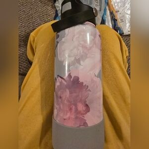 Floral Insulated Water Bottle - Pink Gray